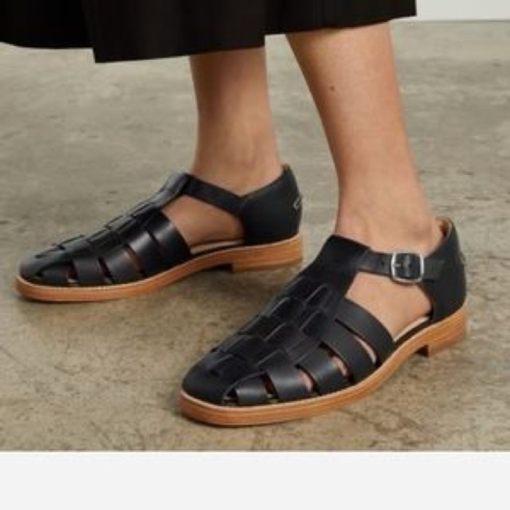 Everlane leather fisherman sandals in black EUC